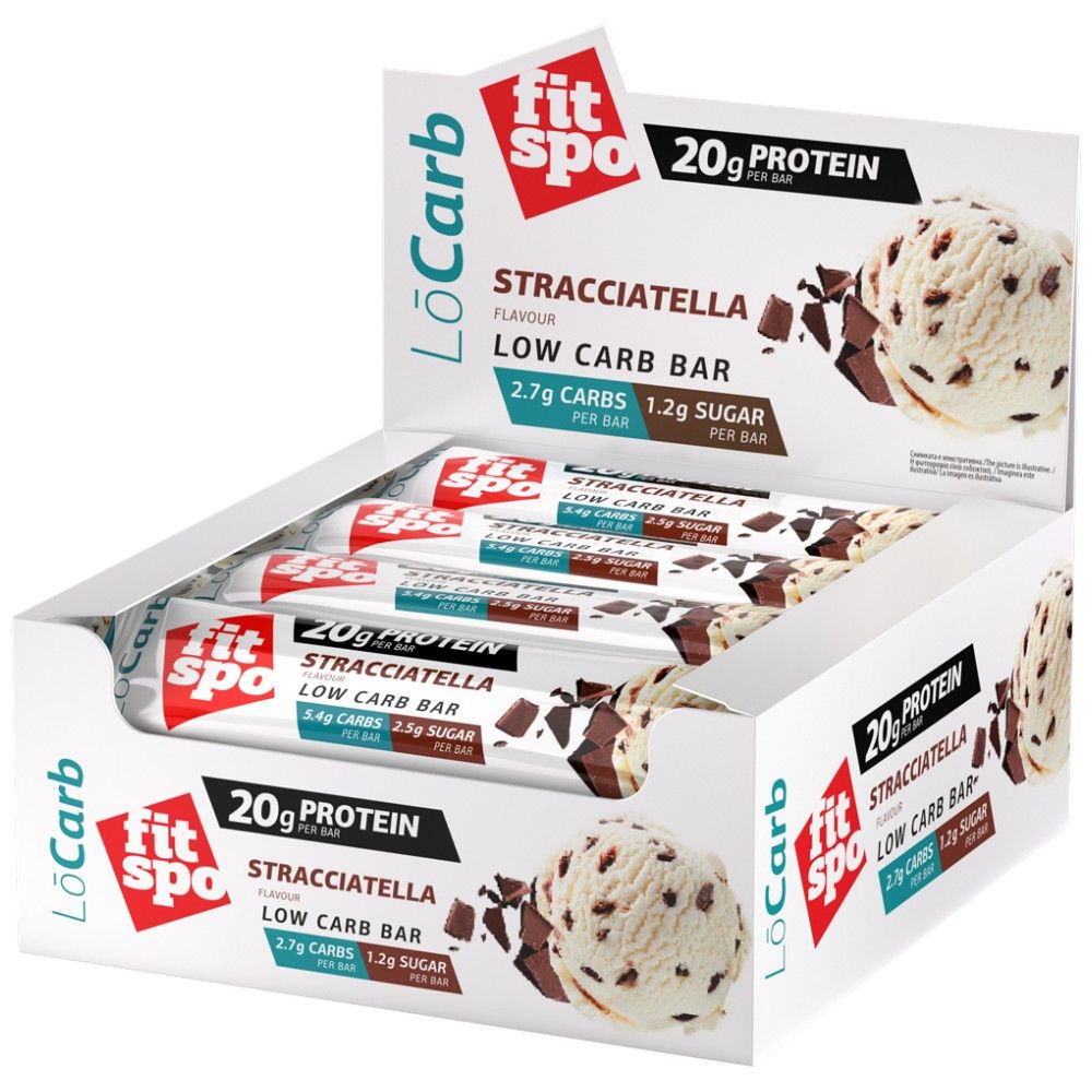 Proteinske palice z nizkimi ogljikovimi hidrati | Keto prijazno stracciatella - 12 x 60 gramov
