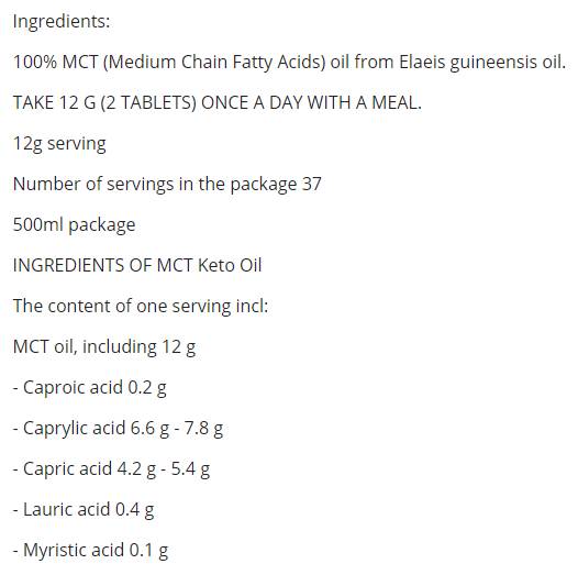 MCT keto olje - 500 ml
