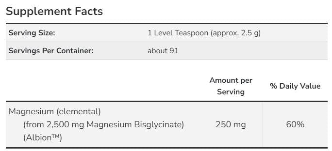 Magnezijev bisglicinatni prah - 227 gramov