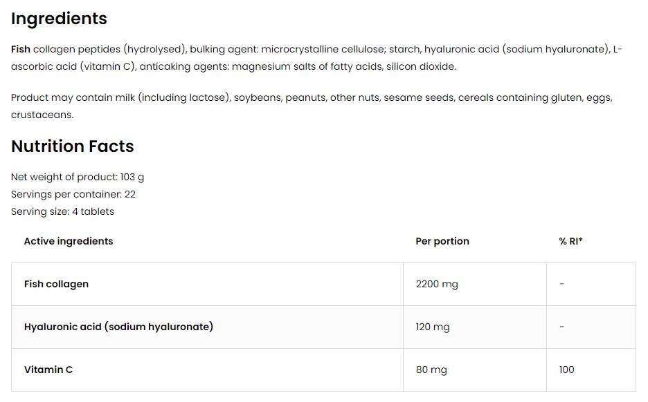 Morska kolagen / + hialuronska kislina in vitamin C - 90 tablet