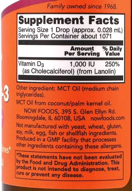 Tekoči vitamin D -3 / dodatna trdnost / 1000 iu na padec - 30 ml