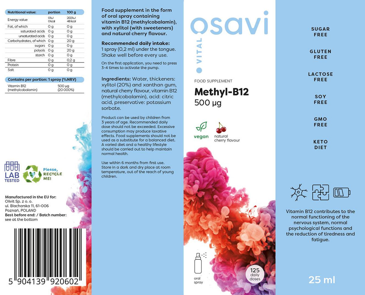Metil B -12 oralni razpršilec / 500 mcg na razpršilo - 25 ml