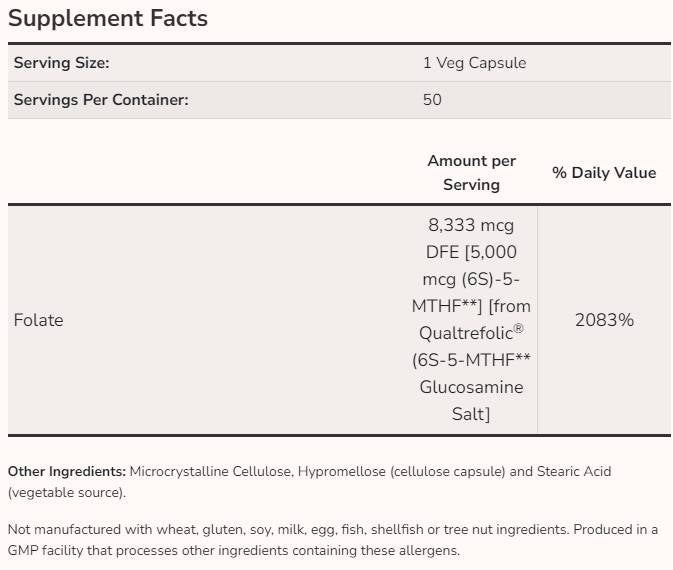 Metilni folat 5000 mcg - 50 kapsul