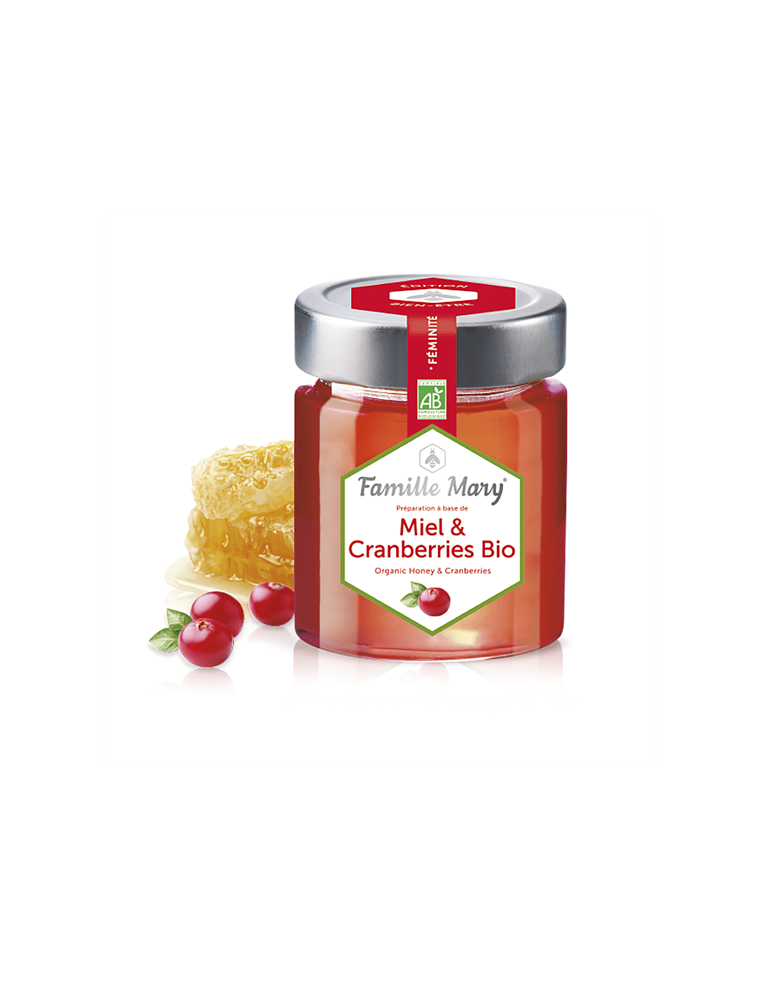Miel in Cranberries Bio / Bio Acacia Honey + Brusnice, 170 G Famille Mary