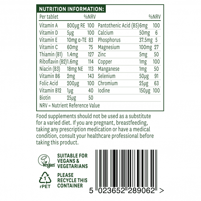Multi-vitamini in minerali brez železa (več vitamini in minerali) 60 tablet Naturesaid