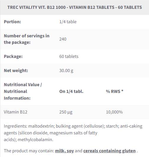 VIT. B12 1000 | Vitamin B12 metilkobalamin - 60 tablet