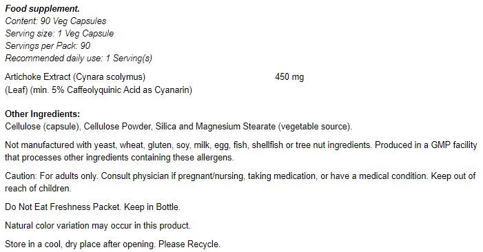 Izvleček artičoke 450mg - 90 kapsul