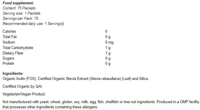 Boljša Stevia Organic - 75 paketov