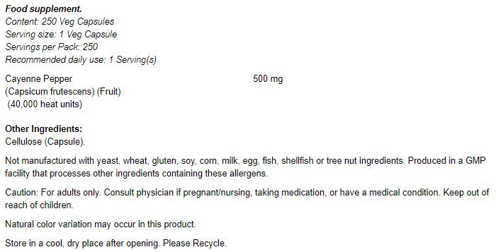 Cayenne 500 mg - 100 kapsul