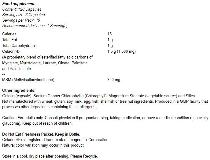 Celadrin in MSM 500 mg - 120 kapsul