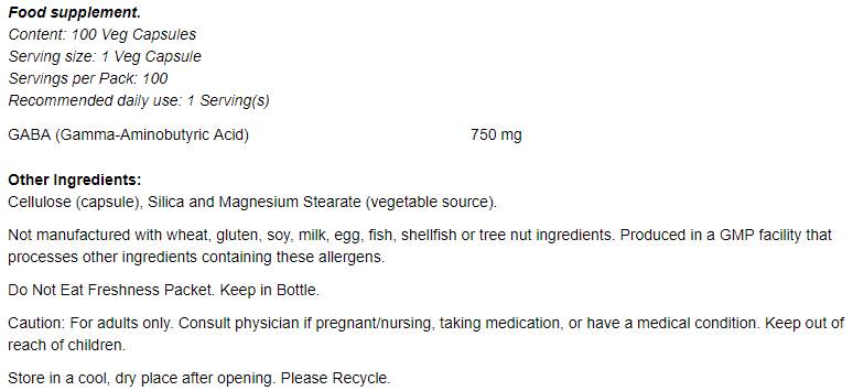 GABA 750 mg - 200 kapsul