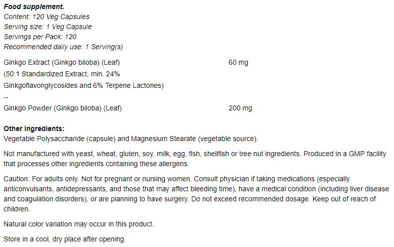 Ginko biliba 60 mg - 60 kapsul