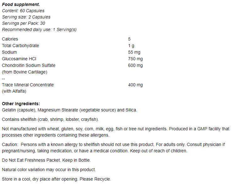 Glukozamin in hondroitin z mineralnim koncentratom v sledovih - 120 kapsul