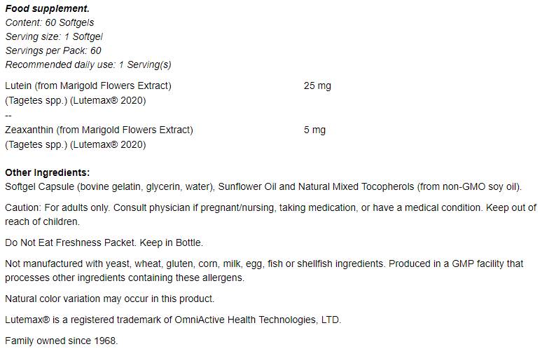 Lutein in zeaksantin - 60 gel kapsul