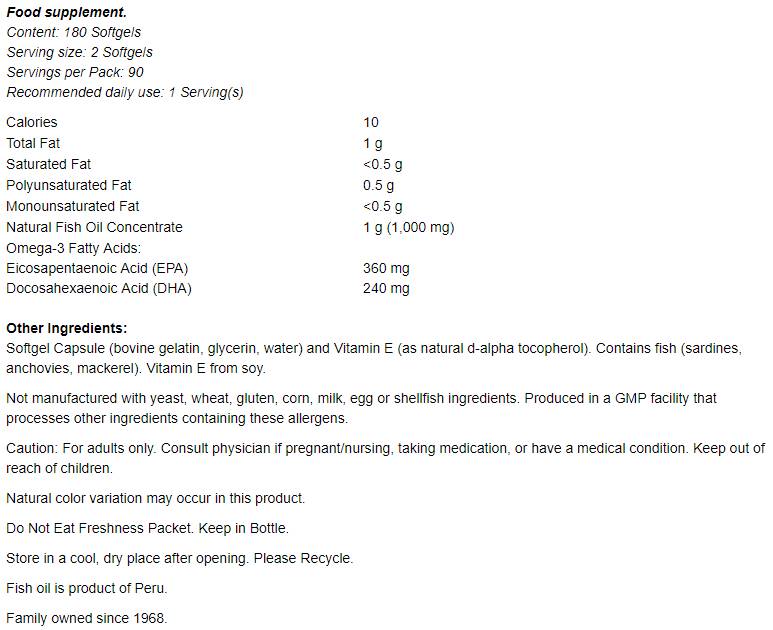 Omega -3 Mini geli - 180 gel kapsul