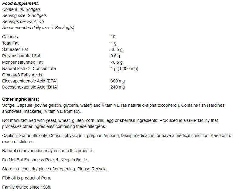 Omega -3 Mini geli - 180 gel kapsul