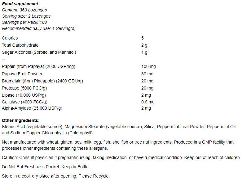 Encimi papaje - 360 žvečilnih tablet