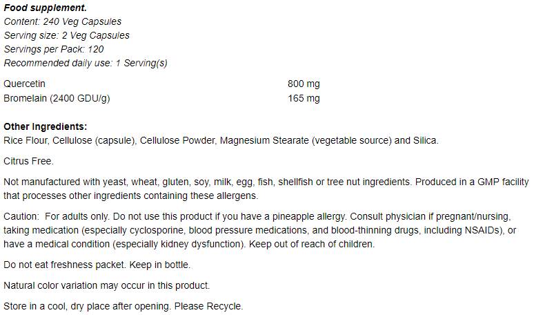 Kvercetin z bromelainom - 60 kapsul