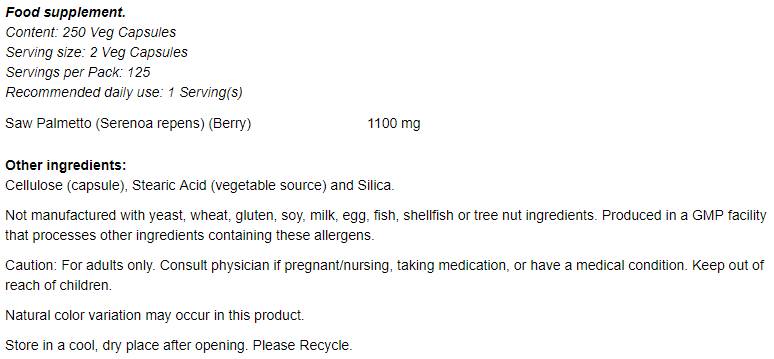 SAME PALMETTO DRŽAVE 550 mg - 250 kapsul
