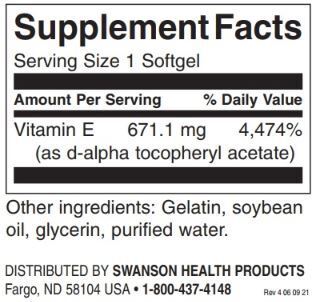 Naravni vitamin E 1000 iu - 250 gel kapsul