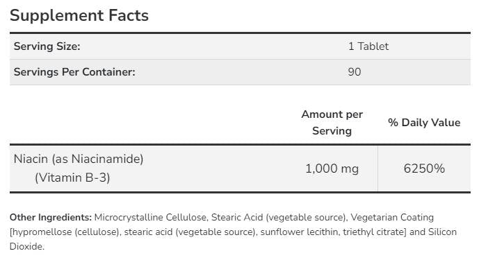 Niacinamid 1000 mg - 90 tablet