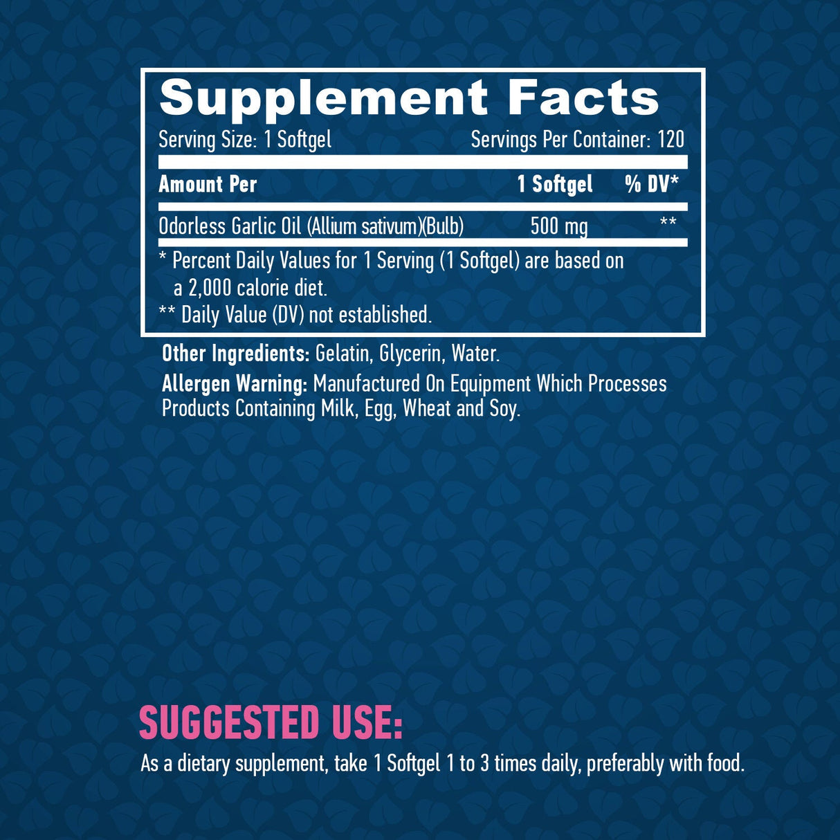 Česen brez vonja 500mg. / 120 SoftGels