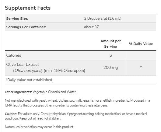 Glicerit Olive Leaf | Brez alkohola - 59 ml