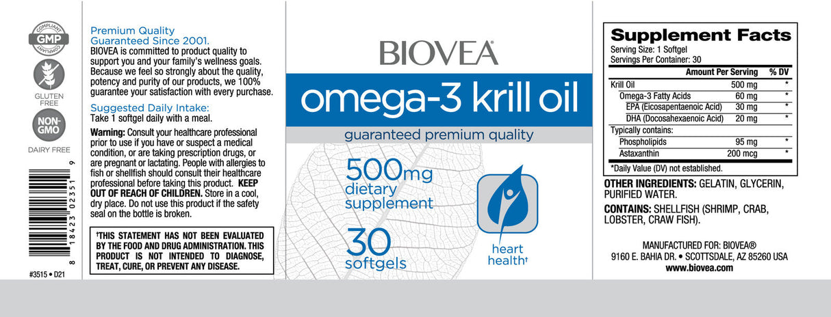Omega-3 kril olje 500 mg / 30 softgelov