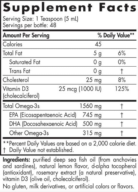 Omega -3d tekočina 1560 mg - 237 ml