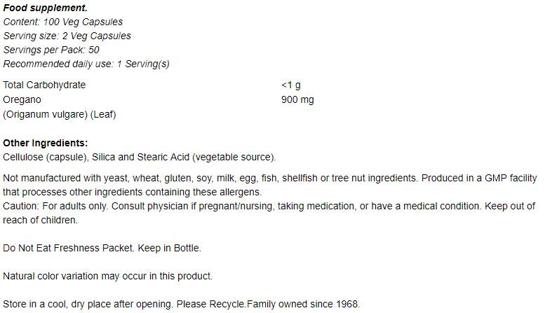 Oregano 450 mg - 100 kapsul