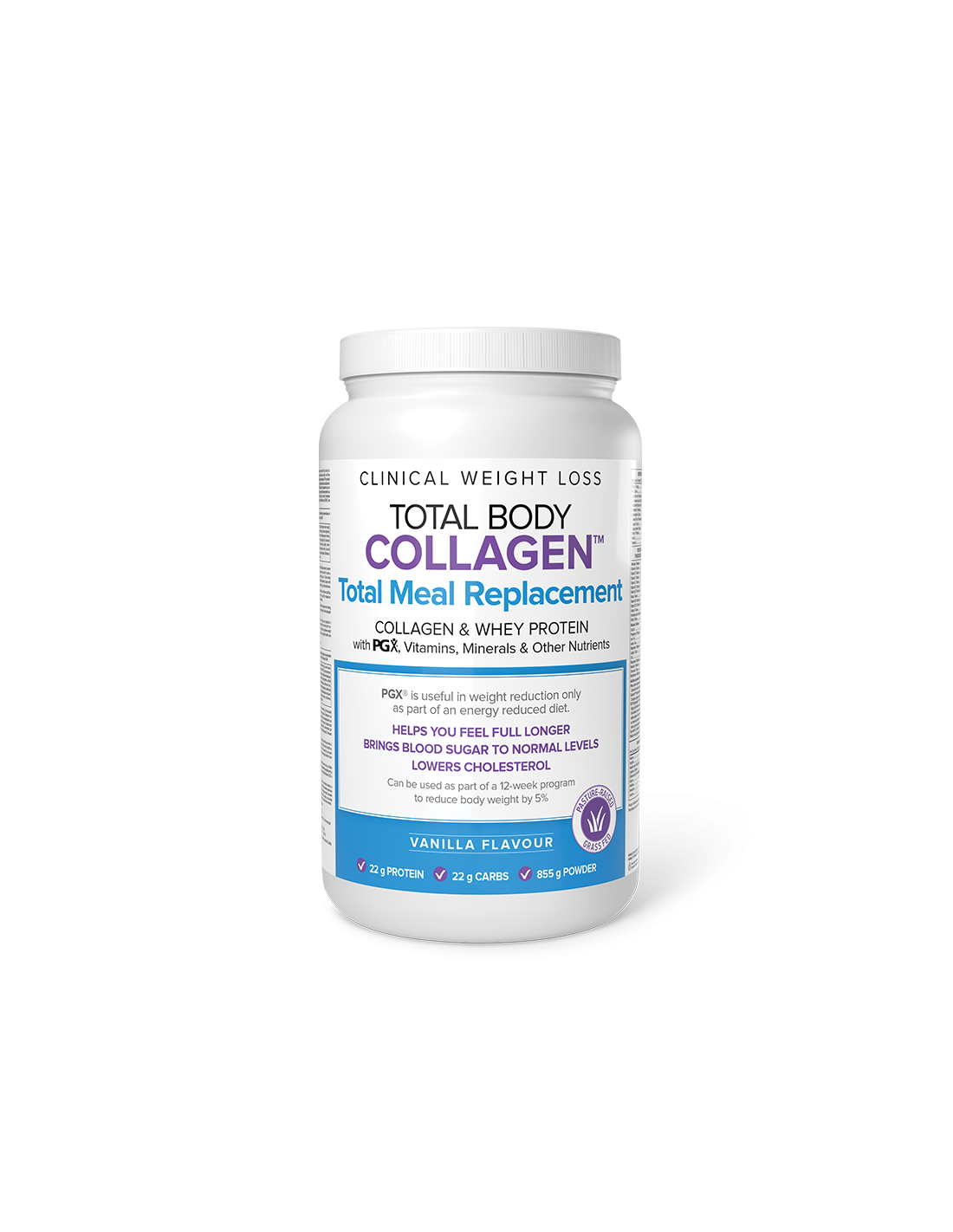 Kolagen, sirotkine beljakovine z vitamini PGX, minerali in hranili – Total Body Collagen™, 855 g prahu, okus vanilije <tc>Natural Factors</tc>