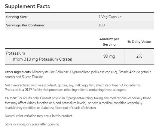 Kalijev citrat 99 mg - 180 kapsul