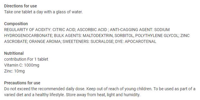 Vitamin C 1000 mg + cinkova šumeča | Veganski prijazni - 20 topnih tablet