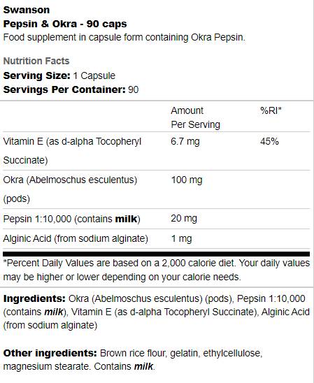 Pepsin in okra - 90 kapsul