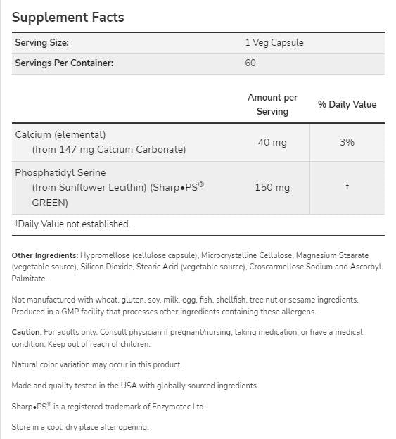 Fosfatidil serin 150 mg | Brez soje - 60 kapsul