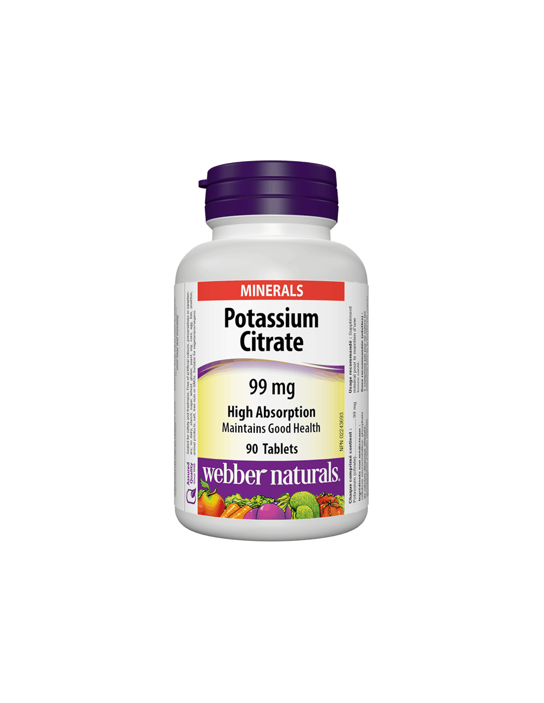 Kalijev citrat, 99 mg, 90 tablet