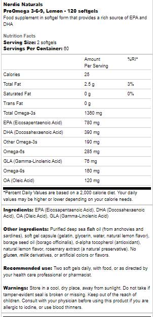 Proomega 3-6-9 1360 mg-120 softgelov