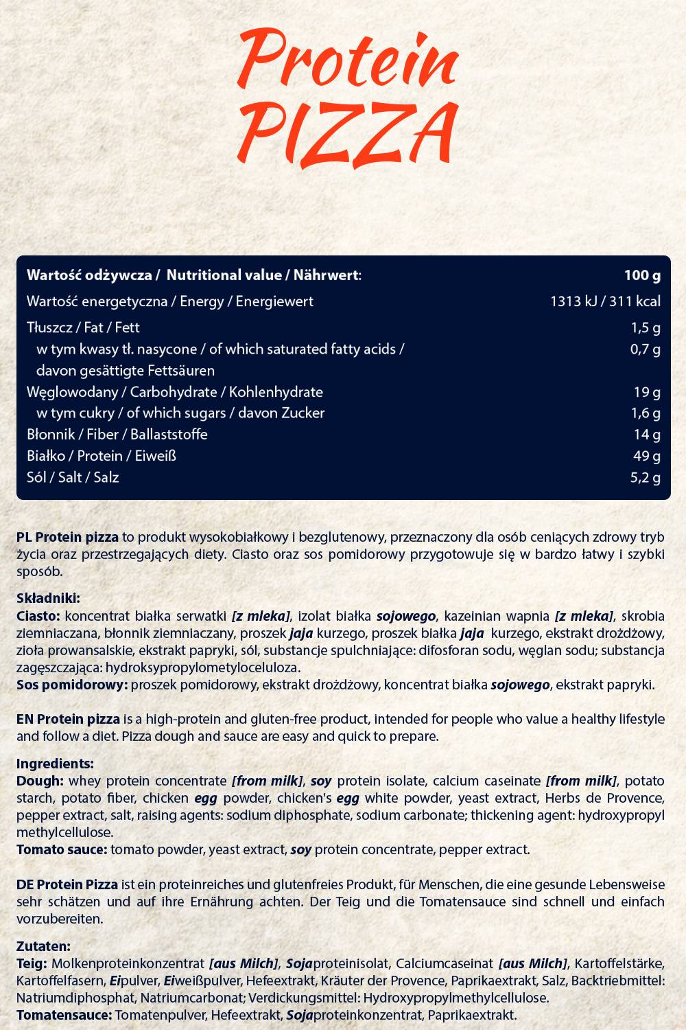 Beljakovinska pica | Brez glutena - 600 gramov