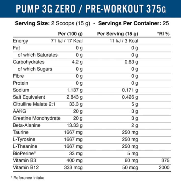 Pump 3G brez stimu | Pred vadbo naslednje generacije - 375 gramov