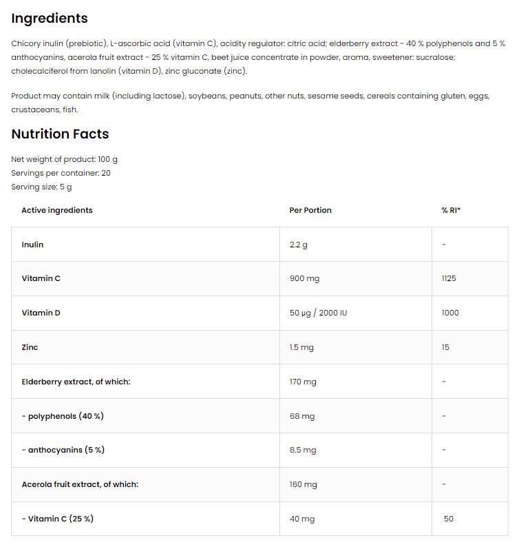 Prašek imunske pomoči 100 gramov