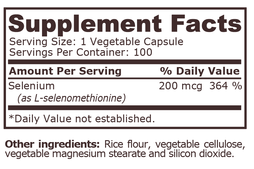 <tc>Pure Nutrition</tc> - SELEN 200 mcg - 100 rastlinskih kapsul