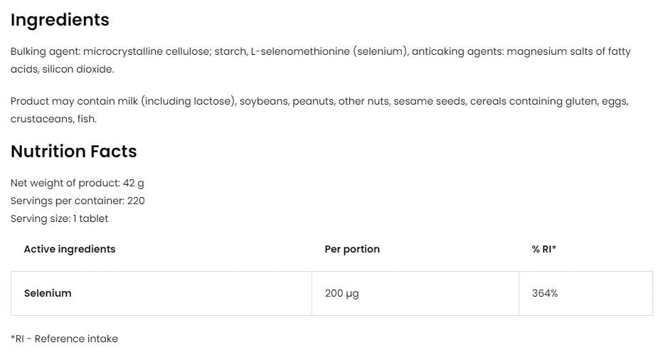 Selenium 200 mcg 220 tablet