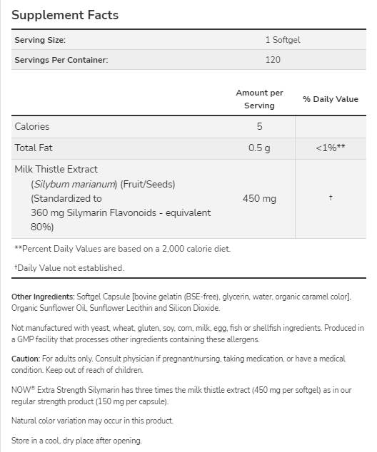 SILYMARIN MILL THISTLE Extract 450 mg - 120 gel kapsul