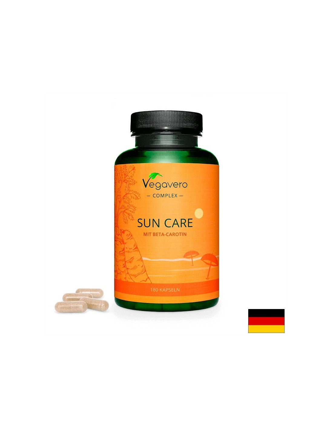 Sun Care Formula za sončenje z beta karotenom - Za žametno, nahranjeno in zdravo kožo, 180 kapsul <tc>Vegavero</tc>