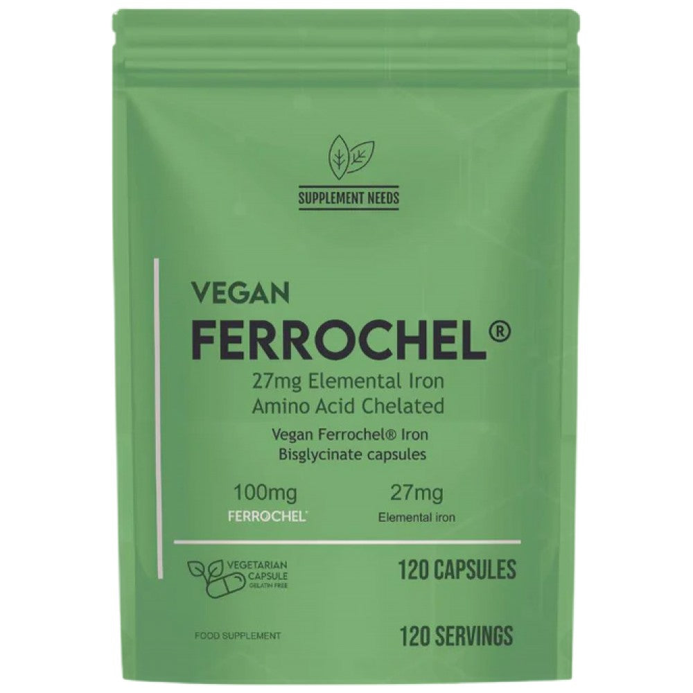 Vegan Ferrochel | Kelirano železo 27 mg - 120 kapsul
