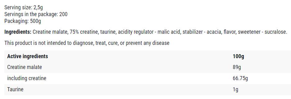 TCM v prahu | Tri kreatin malate - 500 gramov