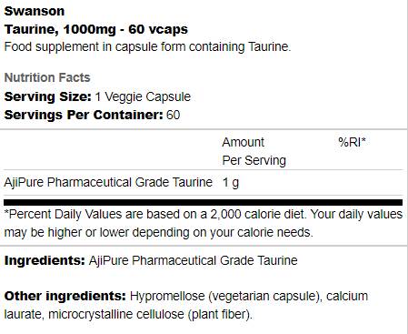 Taurin 1000 mg 60 kapsul