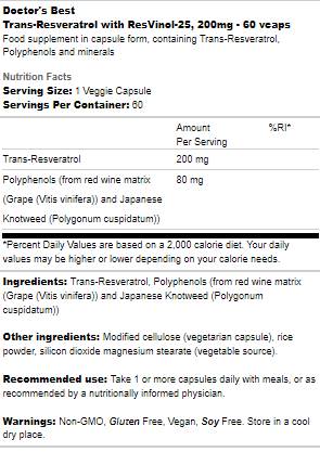 Trans-Resveratrol 200 mg | z Resvinol -25 - 60 kapsul