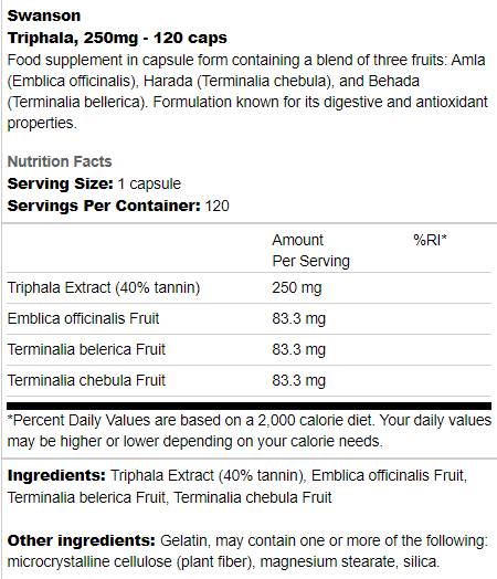 Triphala 250 mg 120 kapsul