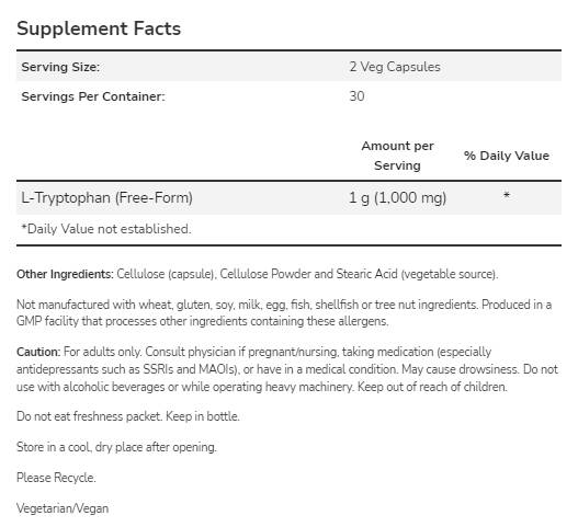 Triptophan 500 mg - 60 kapsul